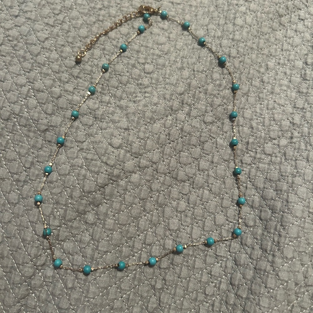 Elegant Gold and Turquoise Beaded Necklace